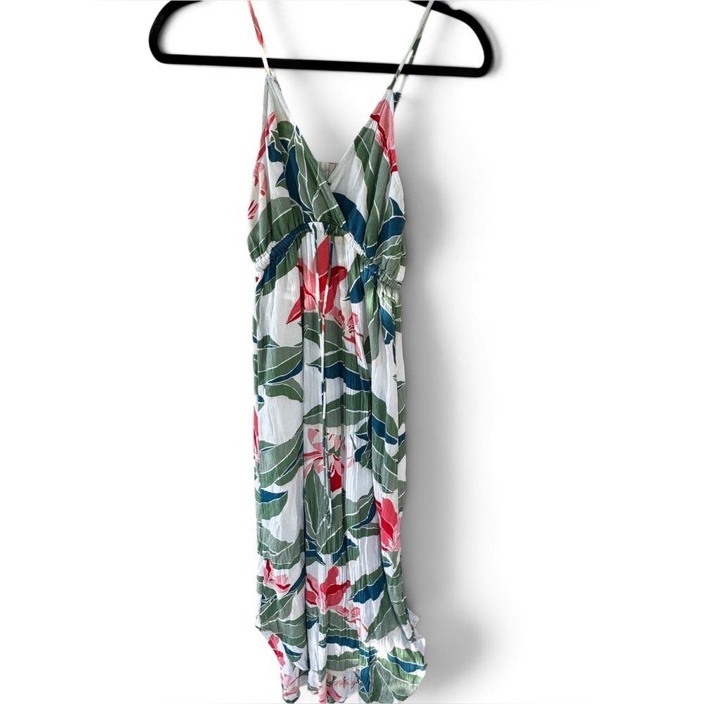 Billabong Dress Women's XS White Tropical Floral Print Spaghetti Strap Maxi